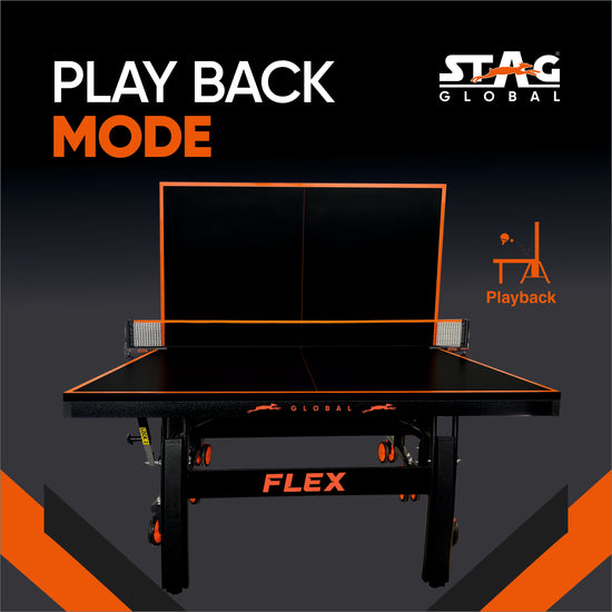 STAG GLOBAL Flex Table Tennis Table | Premium Black Top 25 mm with 2 TT Rackets | 6 Balls | 1 Table Cover & Clamp Net