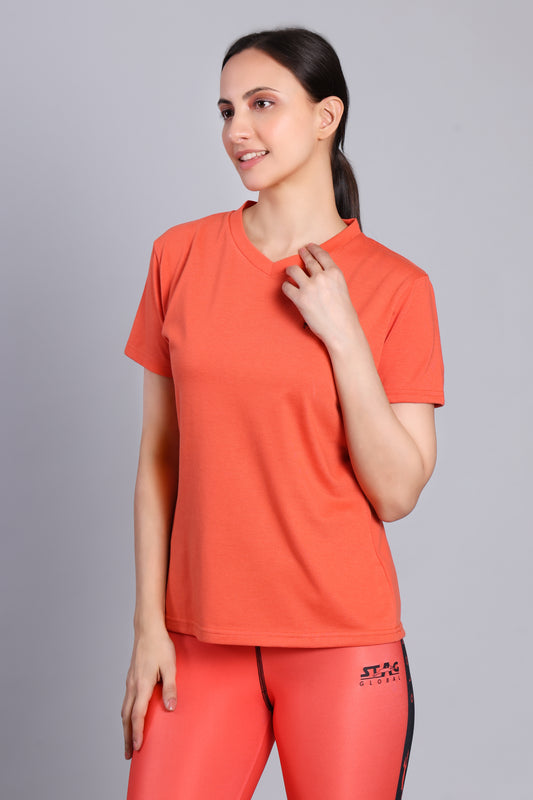 STAG GLOBAL Bliss Women's 100% Cotton V-Neck T-Shirt | Lightweight | All-Day Comfort