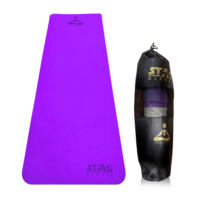 STAG GLOBAL Yoga Mantra PlainMat With Bag | Thickness - 6MM | Dual-Sided Texture Mat