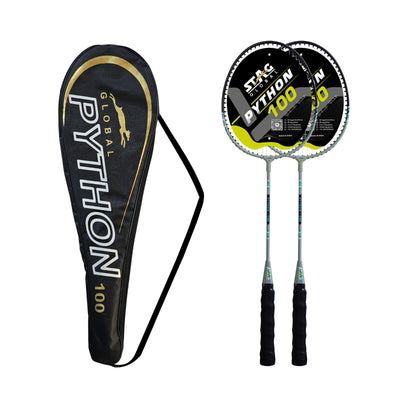 STAG GLOBAL Python 100 Badminton Racket | Lightweight | Ergonomic Design | Non Slip Grip | Enhanced Precision & Control | Ideal For Beginners