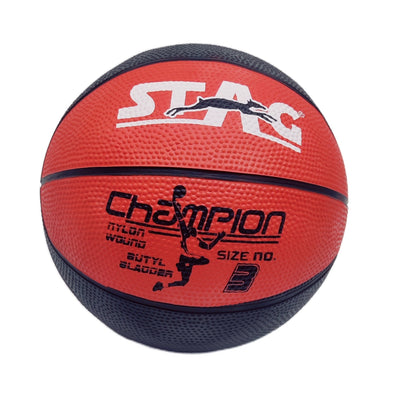 STAG GLOBAL Champion Basket Ball | Size 3 | Nylon Wound | Butyl Bladder | High Grip for Kids & Beginners