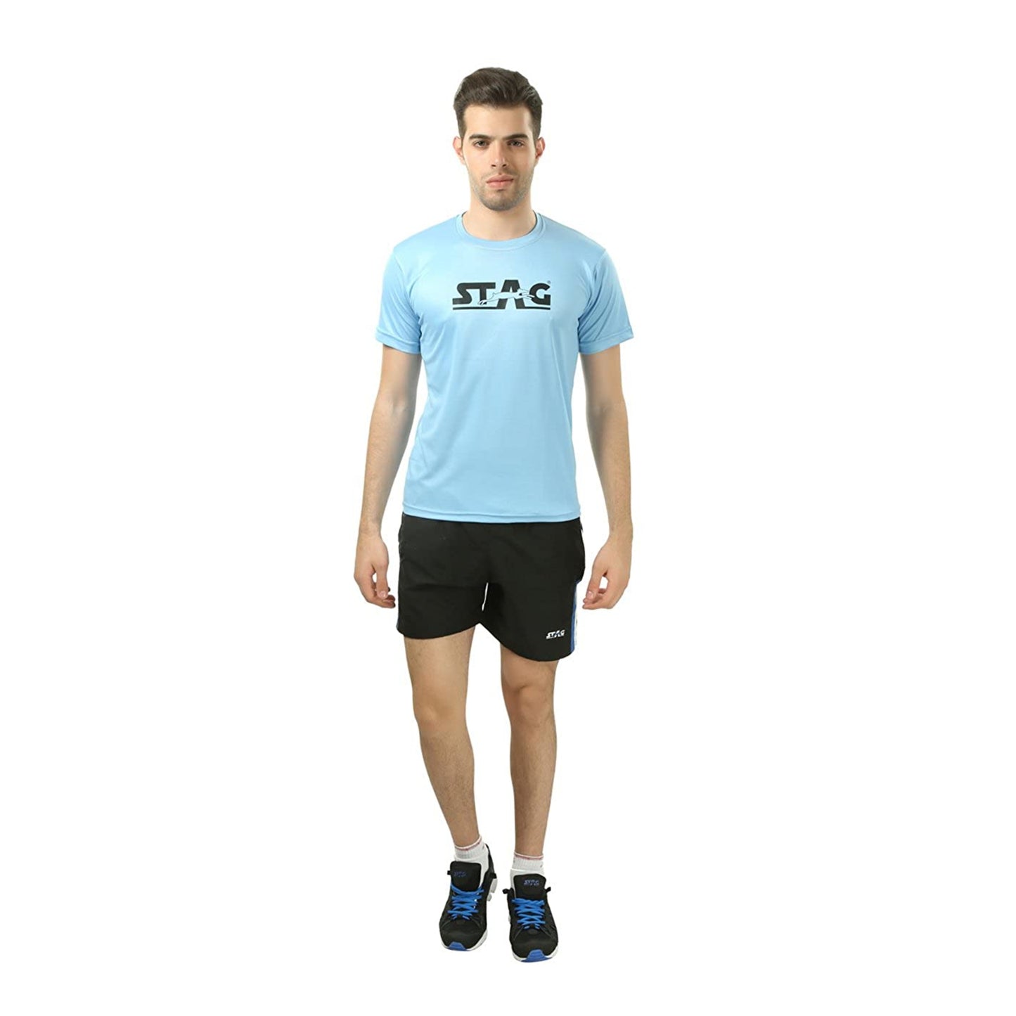 Stag Round Neck T-Shirt (Model - Round Neck/Sky Blue)
