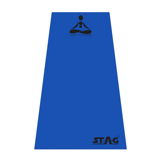Stag Yoga Mantra Plain Blue Mat With Bag, 4MM Thickness