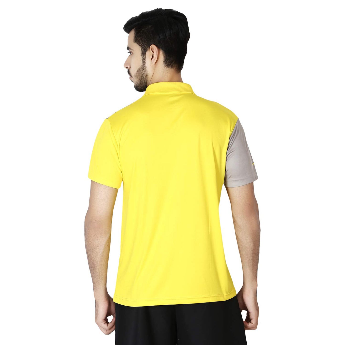 Stag Men's Solid Regular Fit T-Shirt (Model : Shell/Grey Yellow)