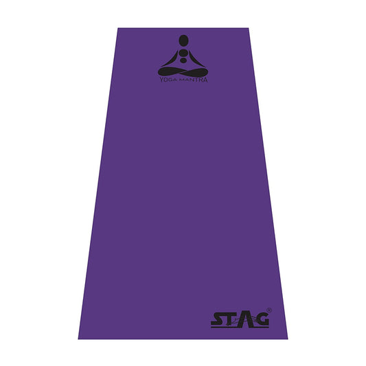Stag Yoga Mantra Plain Purple Mat With Bag, 4MM Thickness