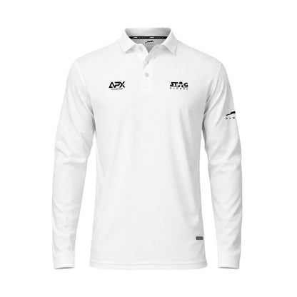 Stag Global APX Pure White Full Sleeve Sports Set for Men & Women | Collared T-Shirt with Track Pant | Moisture Wicking | 4-Way Stretch