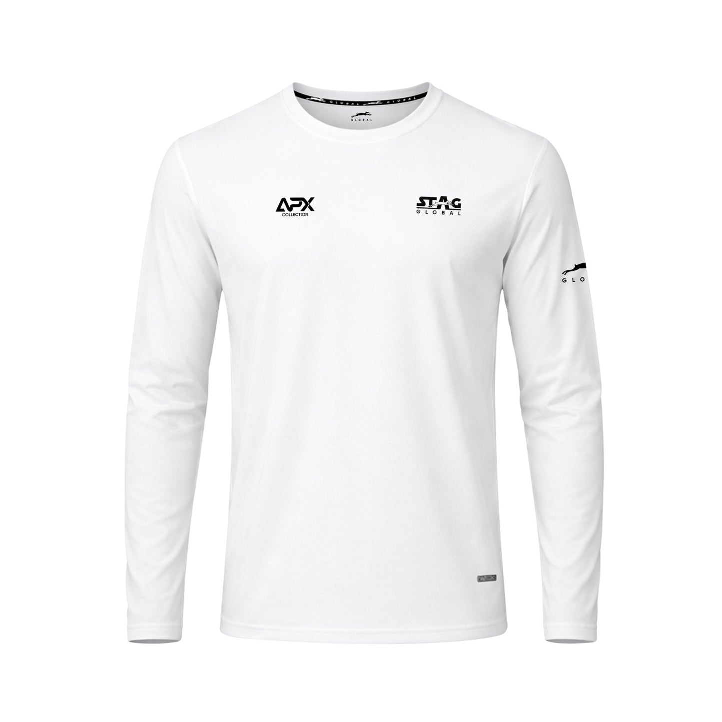 Stag Global APX Pure White Full Sleeve Sports T-Shirt for Men | Round Neck | 4-Way Stretch | Moisture Wicking | 140 GSM