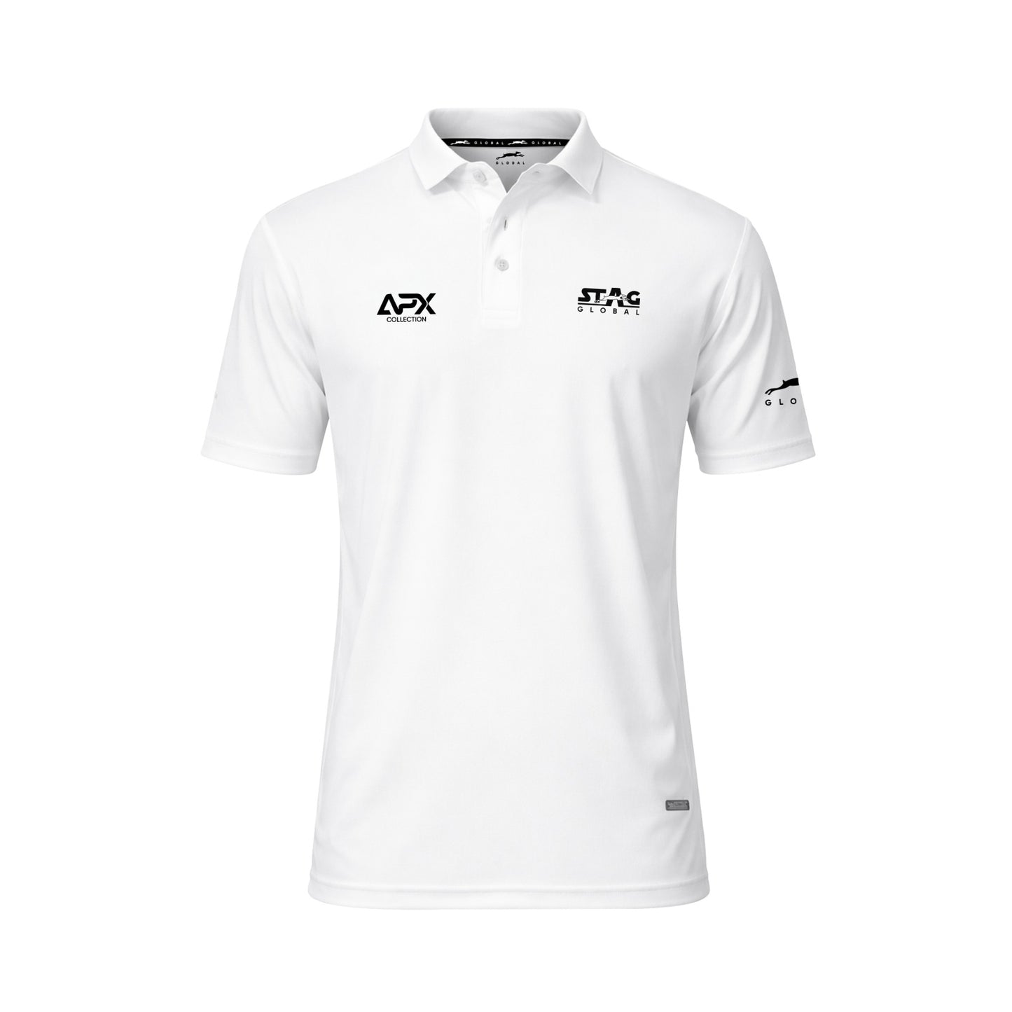 Stag Global APX Pure White Sports T-Shirt for Men | Half Sleeve Collar Neck | 4-Way Stretch | Moisture Wicking | 140 GSM Interlock Fabric