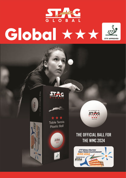 Special Edition : Rome 2024 Stag Global 3 Star 40+ MM Table Tennis Ball