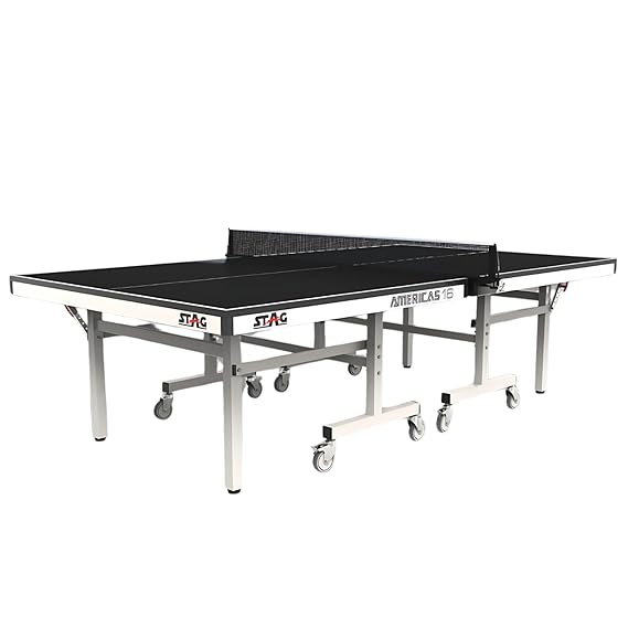 STAG GLOBAL Americas 16 Table Tennis Table 25mm Top (ITTF-Approved) Table with 2 TT Rackets, 6 Balls, 1 Table Cover & Clamp Net