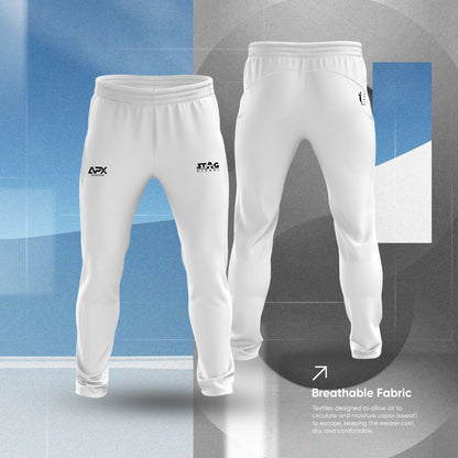 Stag Global APX Pure White Sports Track Pant for Men | Interlock Fabric | 140 GSM | Stretchable Athletic Lower