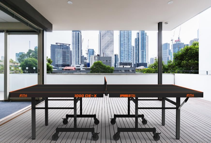 STAG GLOBAL 1000 DE-X Table Tennis Table |  Full Size Professional Table with  1 Table Cover |  2 TT Rackets |  6 Balls | 1 Clamp Net