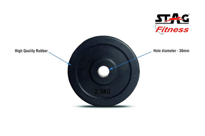 Stag Dumbbell Rubber Pvc Hex Black, Chrome Plated 2.5kg