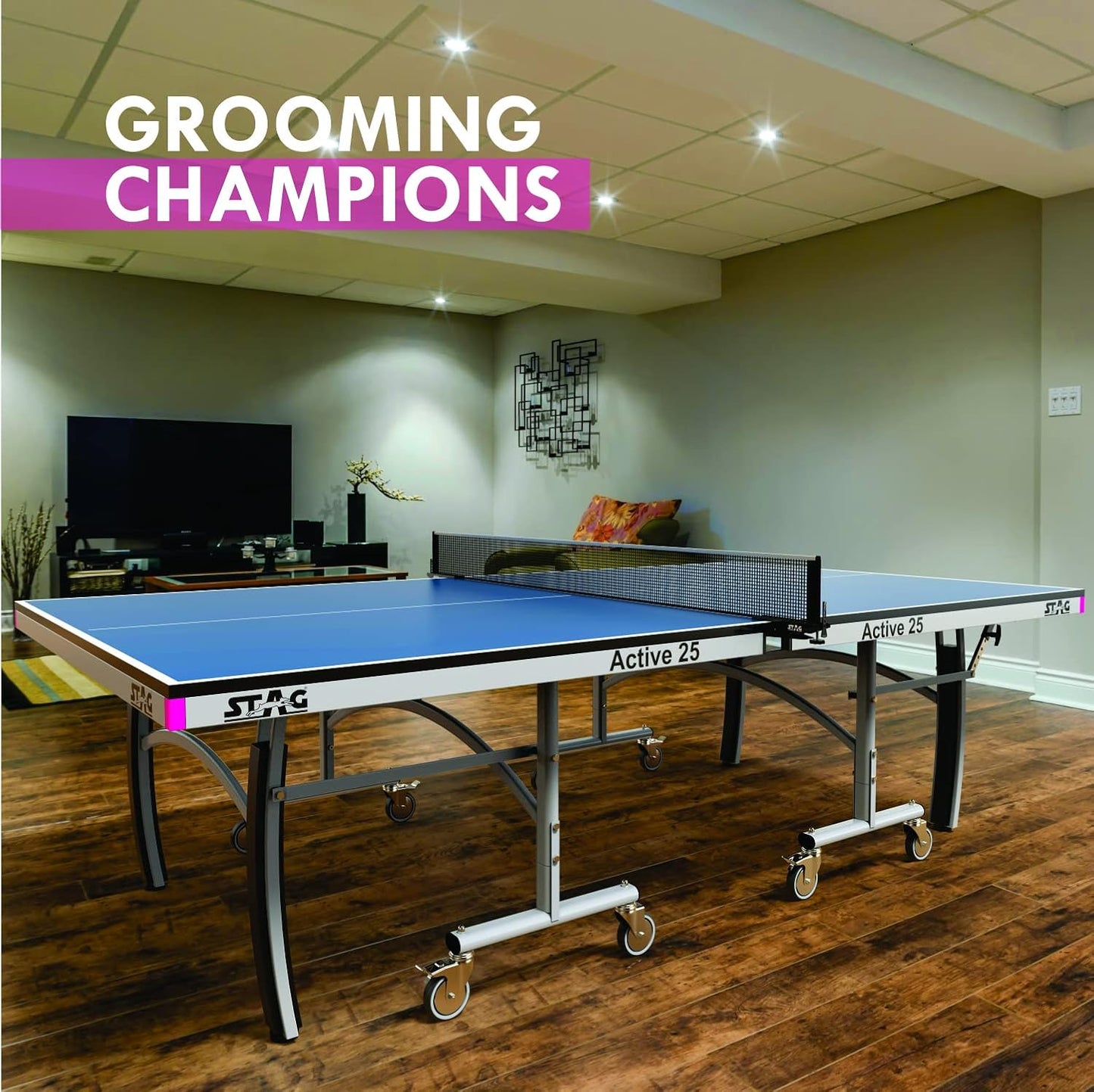 STAG GLOBAL Active Series Table Tennis Table With 2 Racket, 6 Balls, Clamp Net, 1 Cover