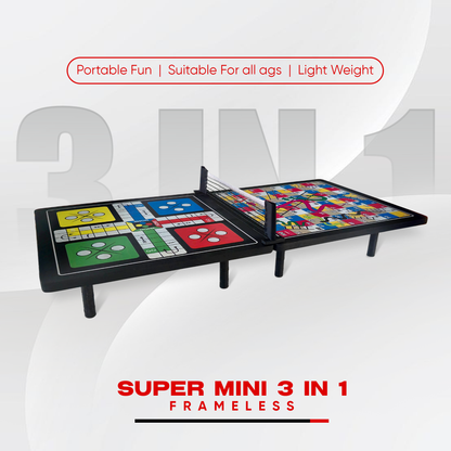 STAG GLOBAL (New Launch) Super Mini 3-in-1 Frameless Multi-Game Table | Space-Saving, Portable & Lightweight