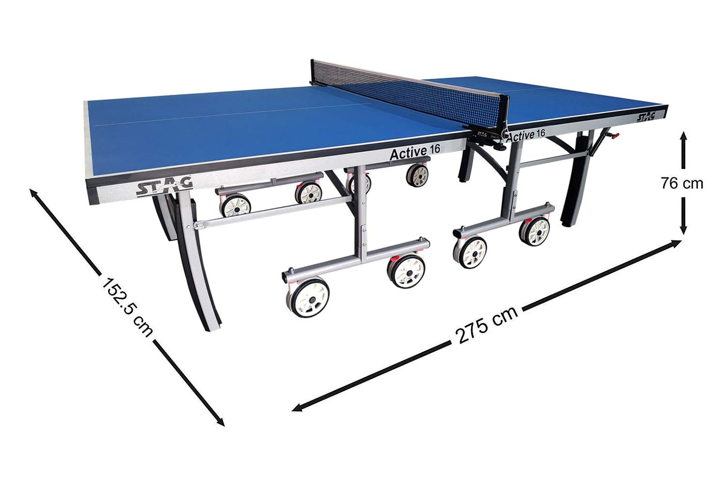 STAG GLOBAL Active Series Table Tennis Table With 2 Racket, 6 Balls, Clamp Net, 1 Cover