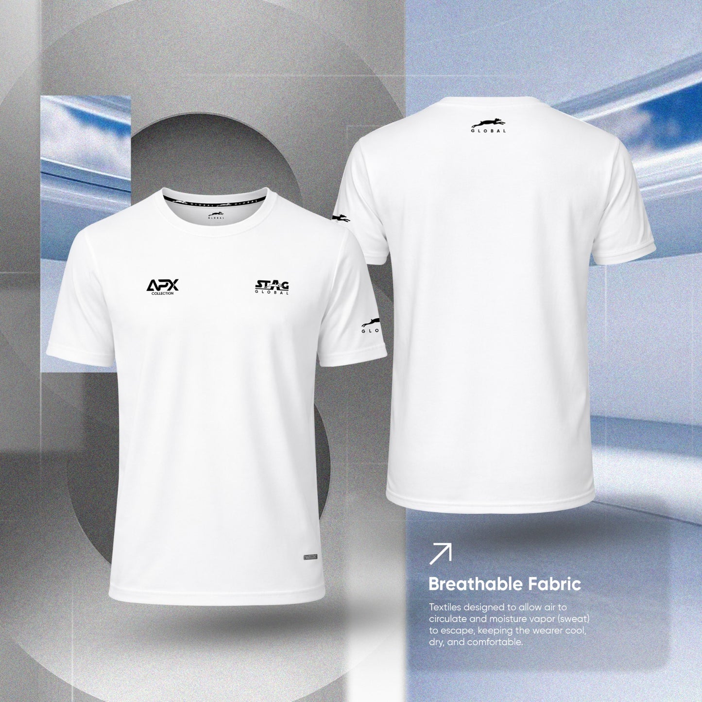 Stag Global APX Pure White Sports Set for Men & Women | Half Sleeve Round Neck T-Shirt with Track Pant | 4-Way Stretch | Moisture Wicking