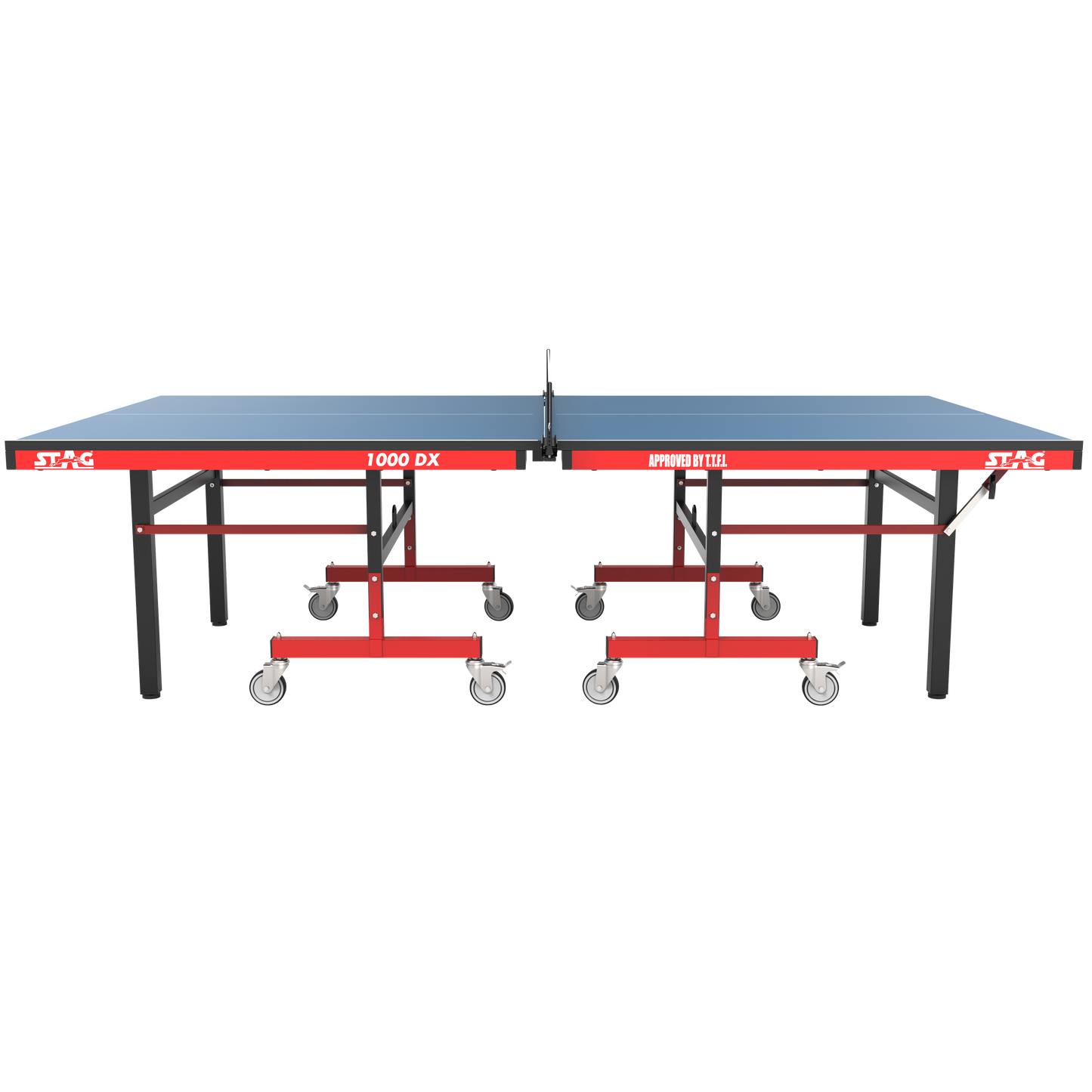 STAG GLOBAL Deluxe 1000 DX Table Tennis Table | 25mm Blue Top with 2 TT Rackets | 6 Balls | 1 Table Cover & Clamp Net