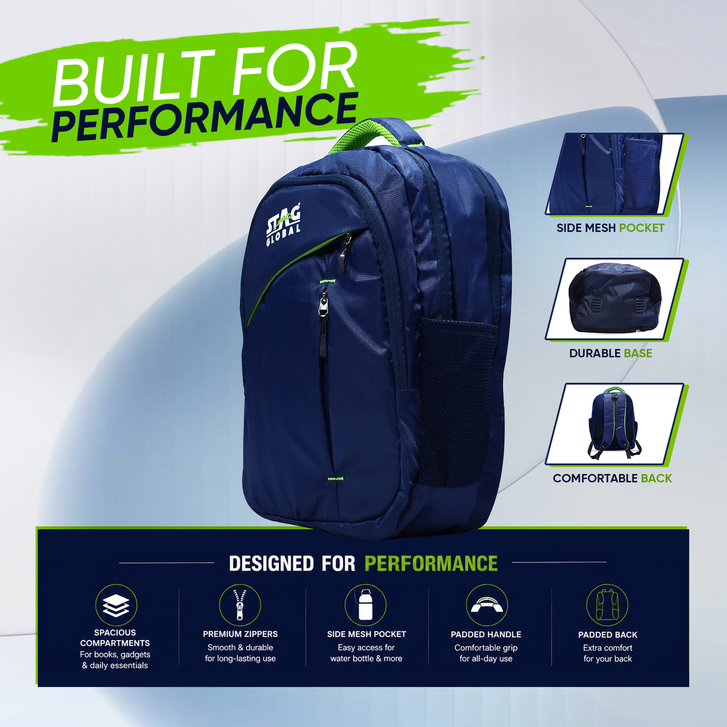 STAG GLOBAL Armour PRO Table Tennis Multipurpose Backpack (Armour PRO, Standard, Sports Backpack) (Navy Blue)