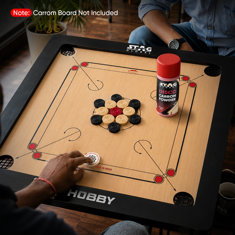 STAG GLOBAL Carrom Combo Set | 24 Wooden Carrom Coins with 1 Striker + 70g Carrom Powder | Durable & Lightweight | Smooth Gameplay | Ideal for Family, Clubs & Indoor Board Games ( Carrom Not Included )