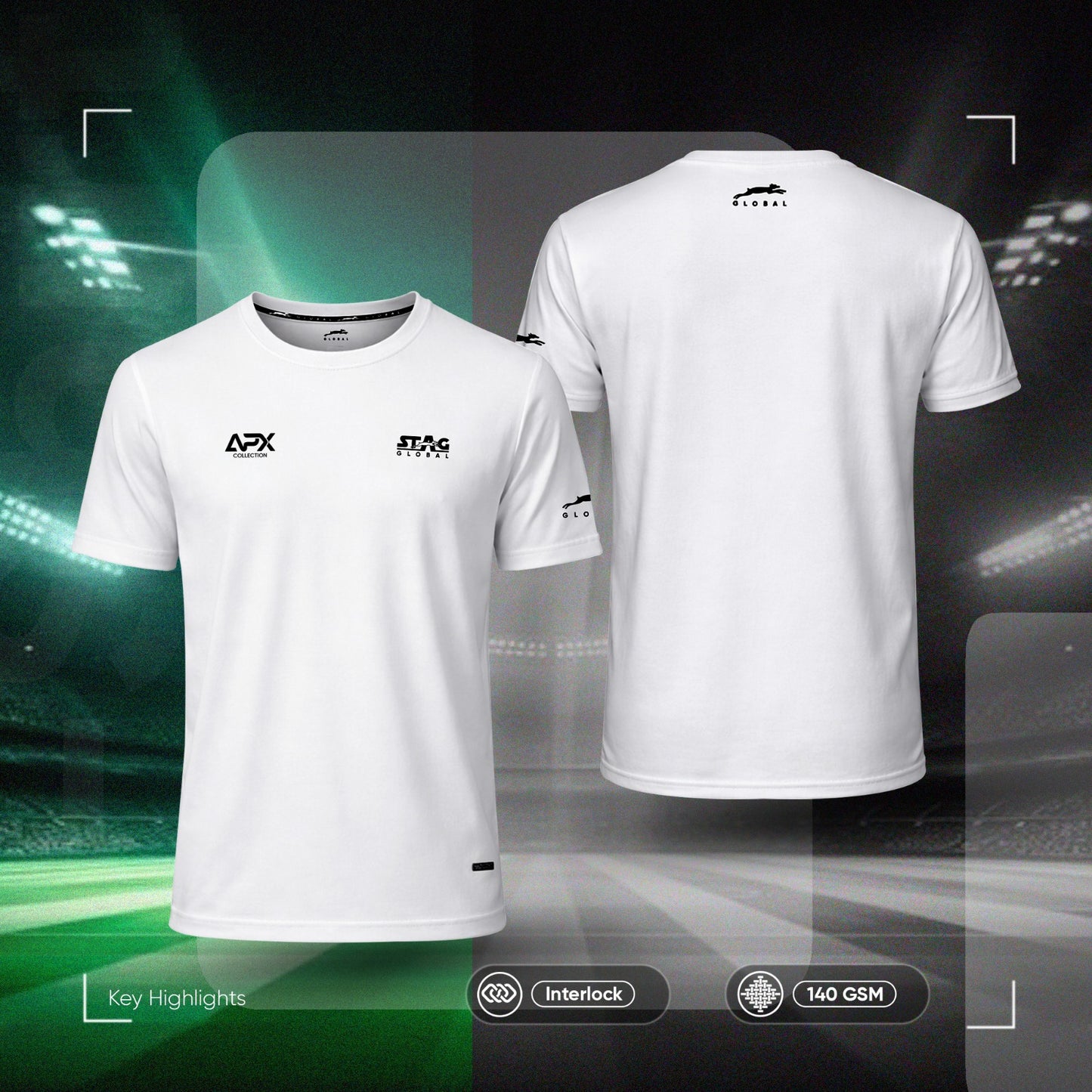 Stag Global APX Pure White Sports Set for Men & Women | Half Sleeve Round Neck T-Shirt with Track Pant | 4-Way Stretch | Moisture Wicking