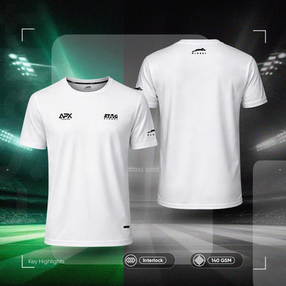 Stag Global APX Pure White Sports Set for Men & Women | Half Sleeve Round Neck T-Shirt with Track Pant | 4-Way Stretch | Moisture Wicking