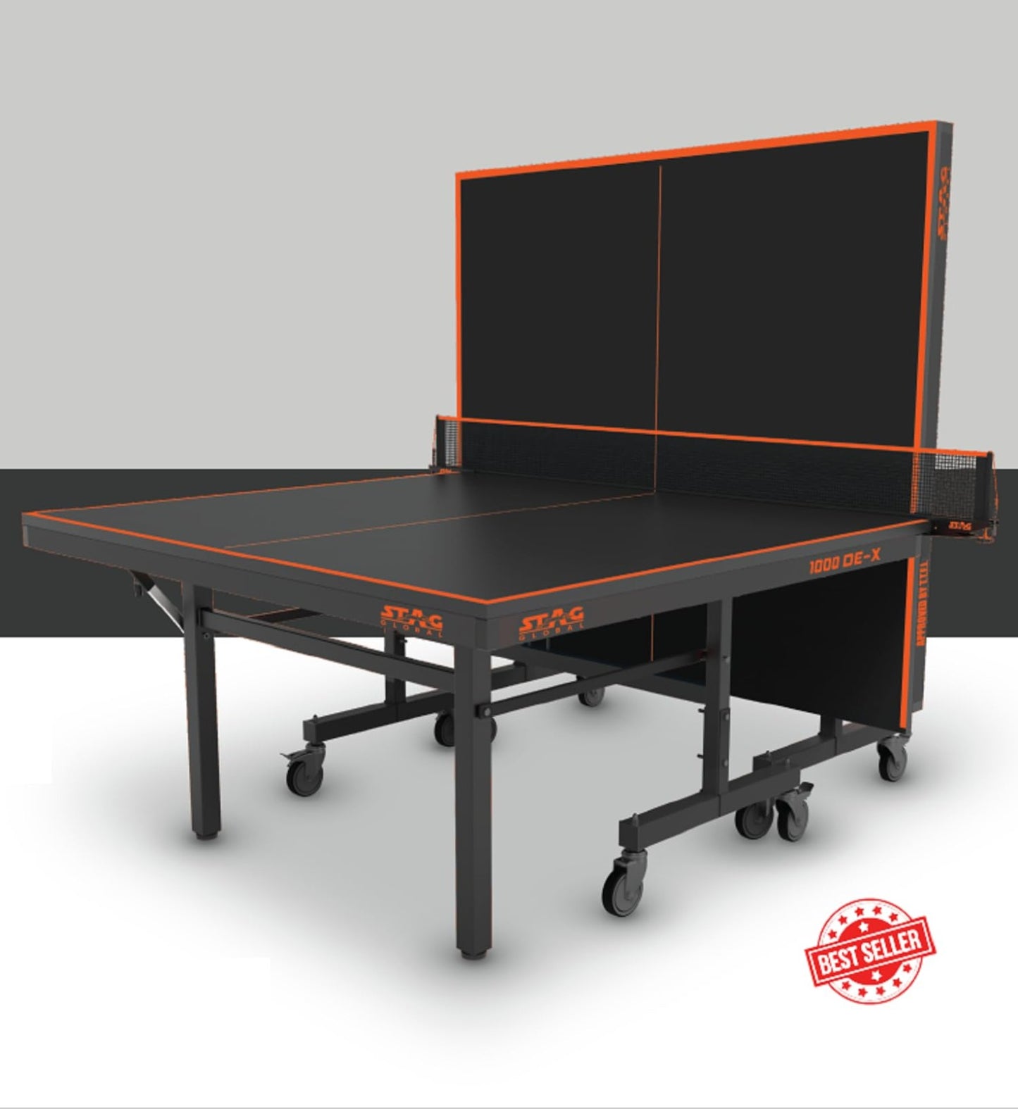 STAG GLOBAL 1000 DE-X Table Tennis Table |  Full Size Professional Table with  1 Table Cover |  2 TT Rackets |  6 Balls | 1 Clamp Net