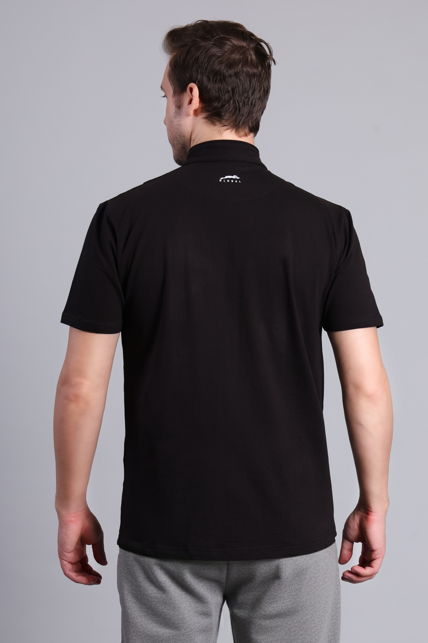 STAG GLOBAL Hustle 100% Cotton Zipper T-Shirt with Pocket | Half Sleeve, 180 GSM, Pocket Design
