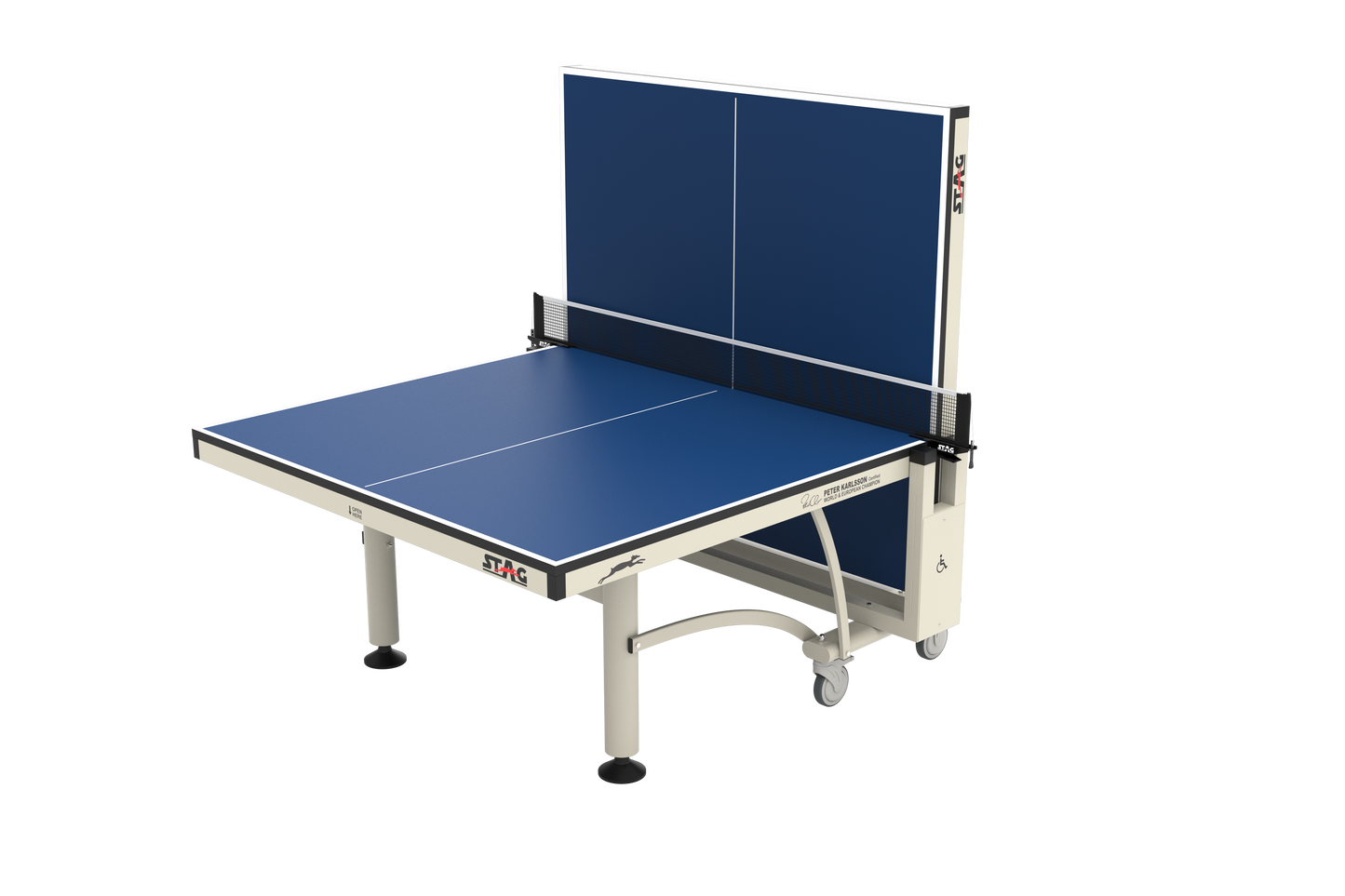 STAG GLOBAL Peter Karlsson Table Tennis Table |  High Level Competition TT Table | with 2 TT Rackets | 6 Balls | 1 Table Cover | Clamp Net