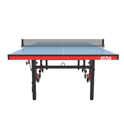 STAG GLOBAL Deluxe 1000 DX Table Tennis Table | 25mm Blue Top with 2 TT Rackets | 6 Balls | 1 Table Cover & Clamp Net