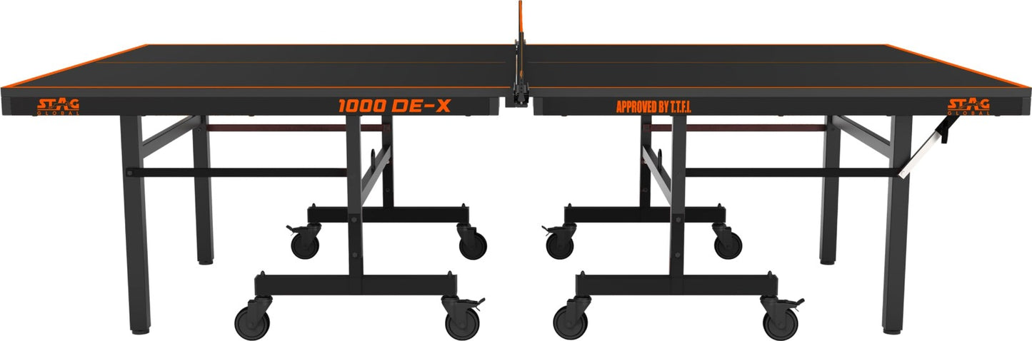 STAG GLOBAL 1000 DE-X Table Tennis Table |  Full Size Professional Table with  1 Table Cover |  2 TT Rackets |  6 Balls | 1 Clamp Net