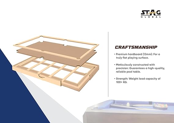 STAG GLOBAL 3 in 1 Pool Table with Table Tennis Table and Dinning Table | 4 feet x 8 feet | Wooden Table | All Accessories Included