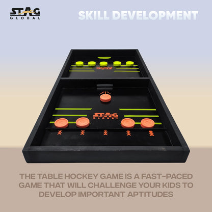 STAG GLOBAL Premium Wooden Large String Hockey Table Game |  Fast Sling Puck Game | Family Fun Game |  Game for All Ages