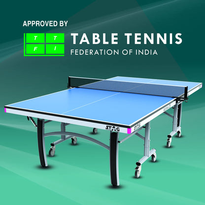 STAG GLOBAL Active Series Table Tennis Table With 2 Racket, 6 Balls, Clamp Net, 1 Cover