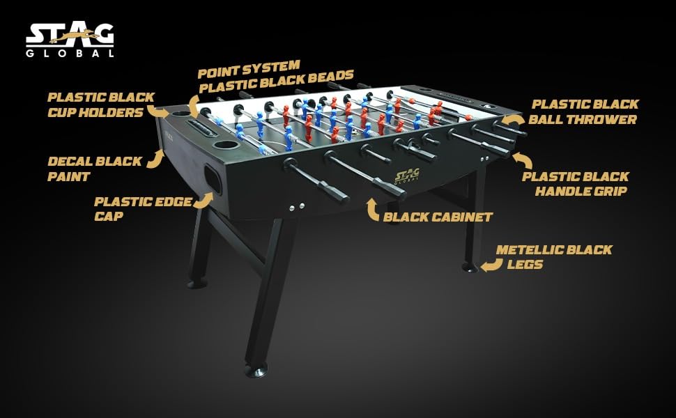 Stag Global Foosball Table| Premium Table Soccer for Kids, Adults with Cup Holders| Ideal for Home & Club