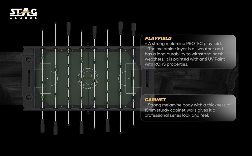 Stag Global Foosball Table| Premium Table Soccer for Kids, Adults with Cup Holders| Ideal for Home & Club