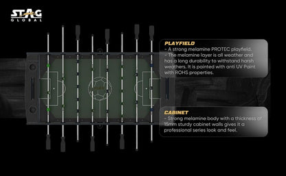 Stag Global Foosball Table| Premium Table Soccer for Kids, Adults with Cup Holders| Ideal for Home & Club