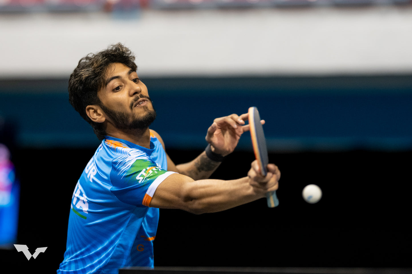 STAG GLOBAL Team India Sports Jersey for Men & Women | Peach Mesh Fabric | 4-Way Stretch | Breathable Athletic T-Shirt | Black & Sky  Blue