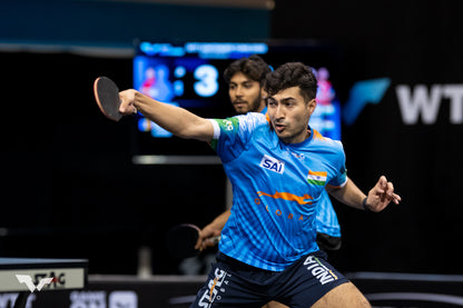 STAG GLOBAL Team India Sports Jersey for Men & Women | Peach Mesh Fabric | 4-Way Stretch | Breathable Athletic T-Shirt | Black & Sky  Blue