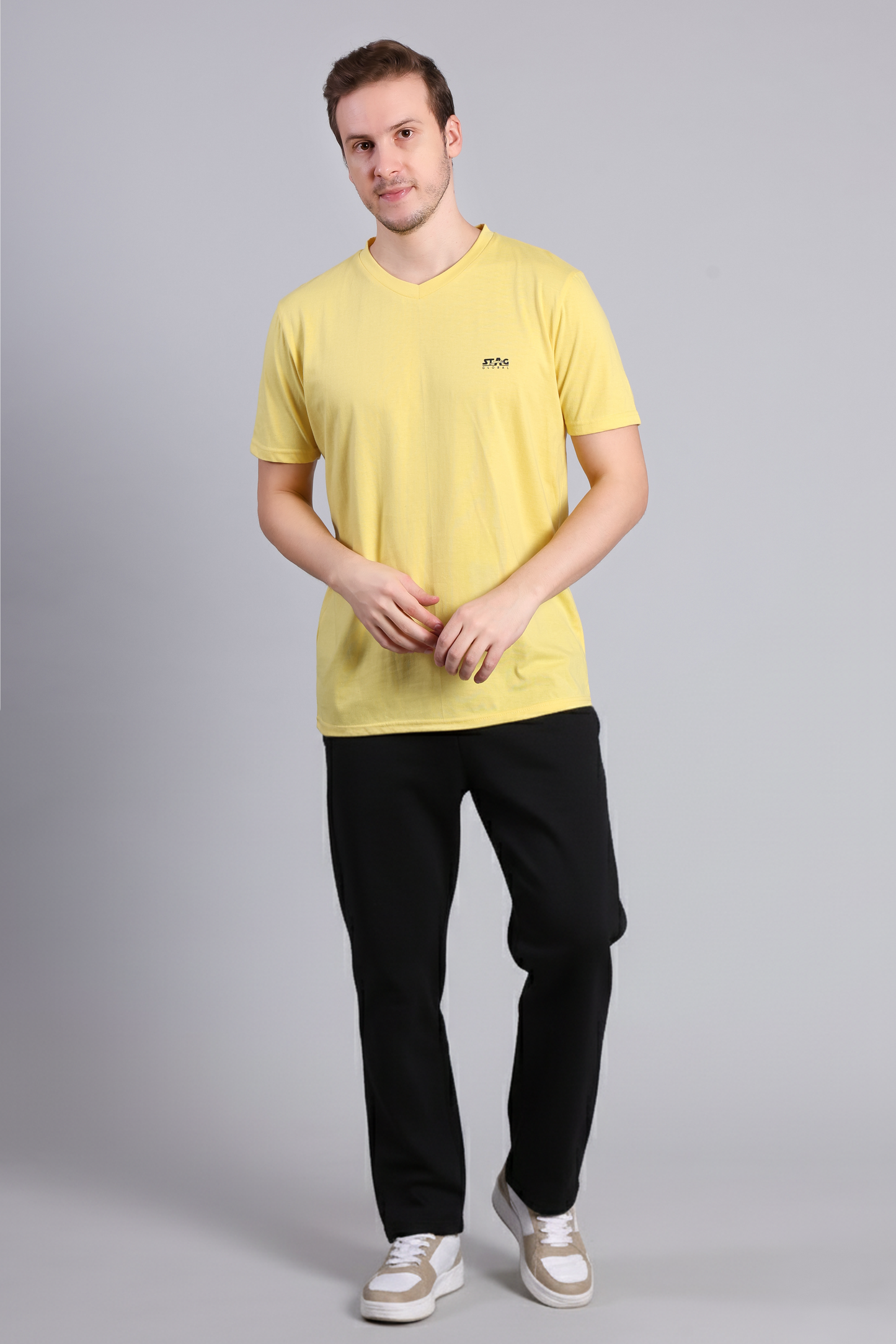 STAG GLOBAL Nova  Premium 100% Cotton V-Neck T-Shirt | Perfect for All Occasions