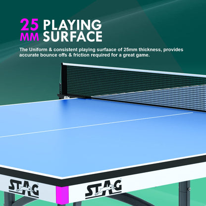 STAG GLOBAL Active Series Table Tennis Table With 2 Racket, 6 Balls, Clamp Net, 1 Cover
