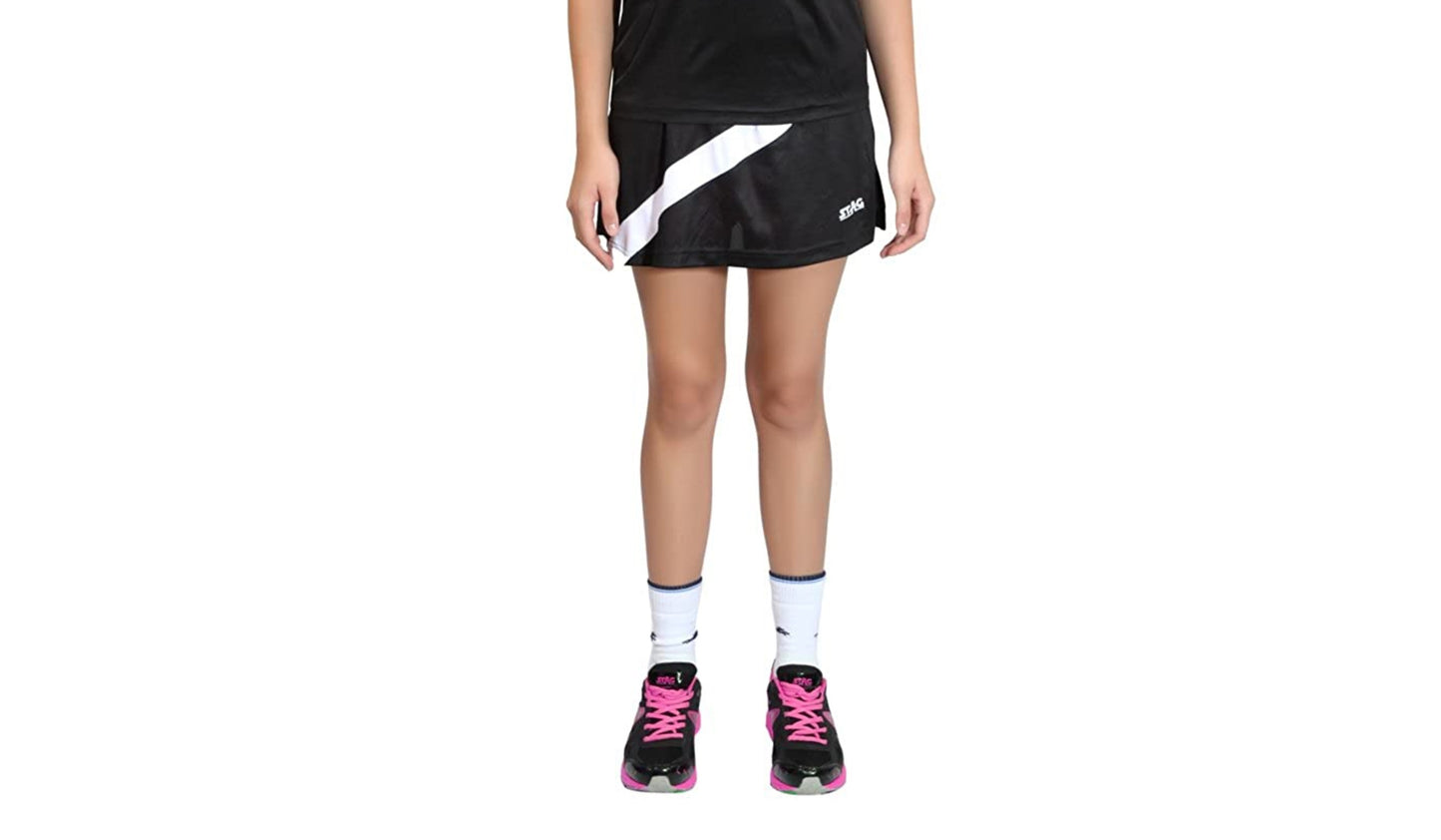 STAG GLOBAL  Gel Women's Sports Skirt   Black & White | Lightweight | Stretchable Athletic Skirt for Training & Matches