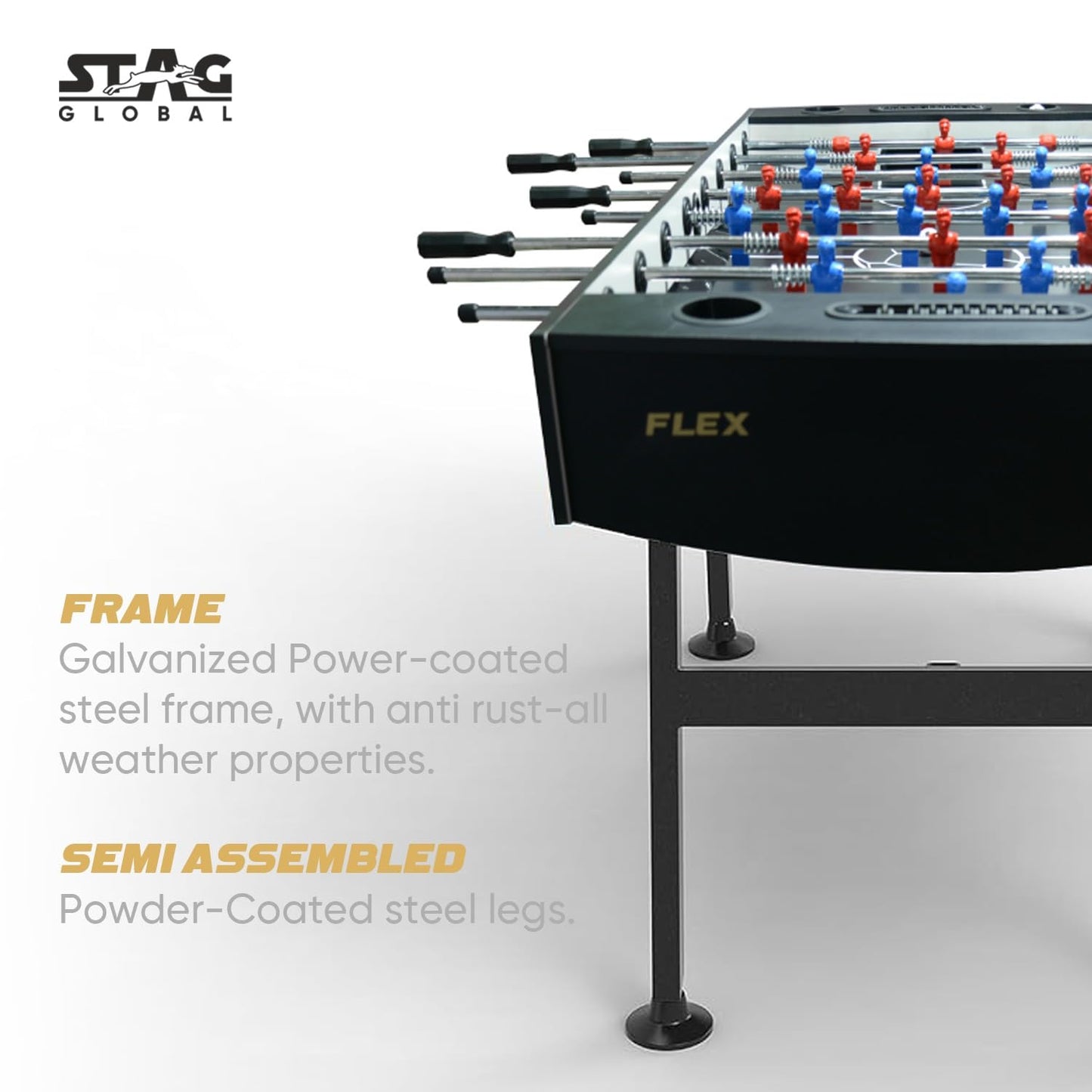 Stag Global Foosball Table| Premium Table Soccer for Kids, Adults with Cup Holders| Ideal for Home & Club