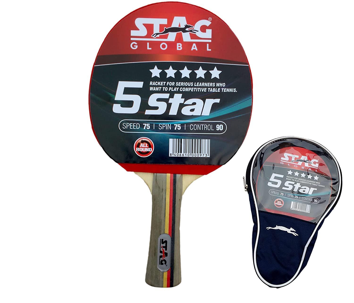 Stag Global 5 Star Table Tennis (T.T) Racket | Premium ITTF Approved R