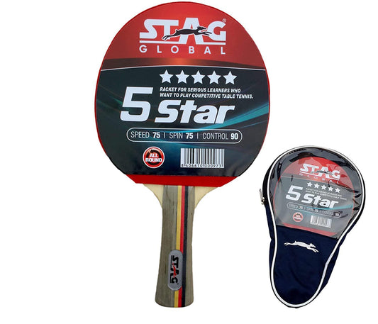 Stag 5 Star Table Tennis (T.T) Racket | Premium ITTF Approved Rubber| Beginner-Intermediate Series T.T Racquet|