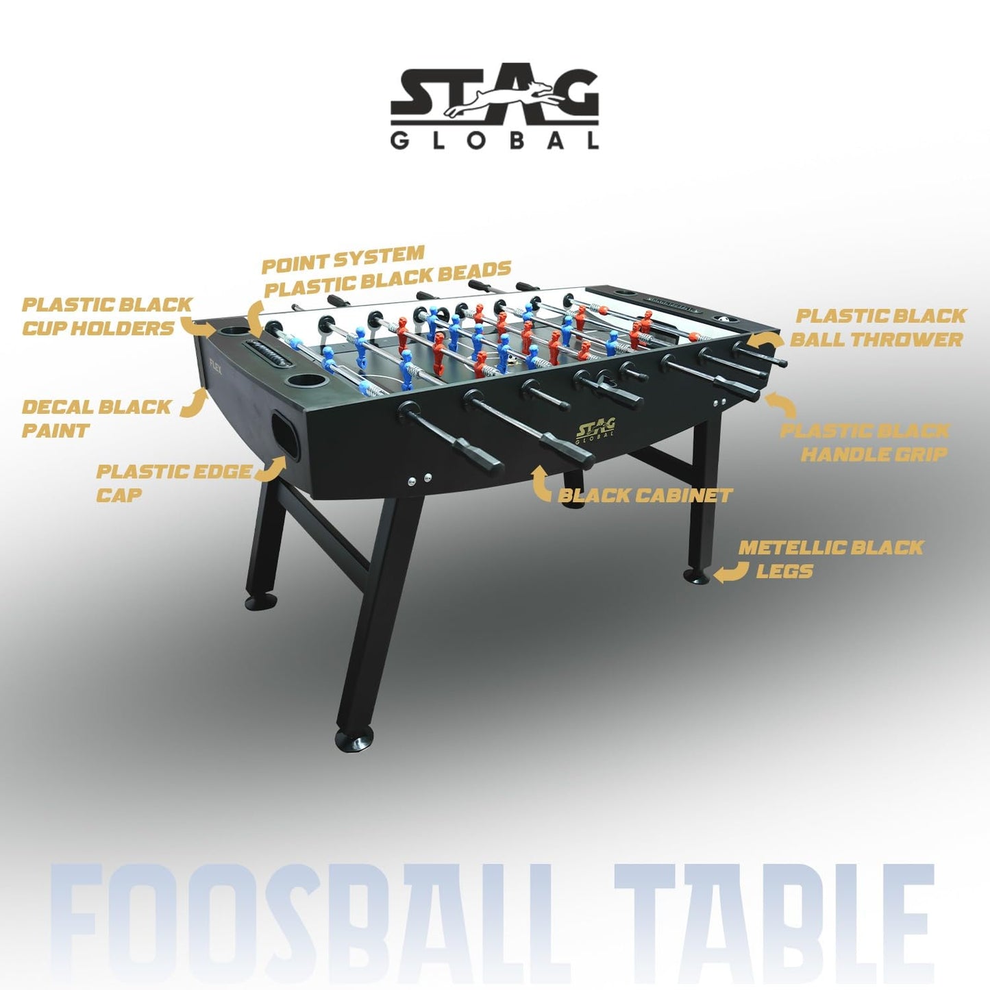 Stag Global Foosball Table| Premium Table Soccer for Kids, Adults with Cup Holders| Ideal for Home & Club