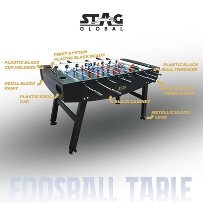 Stag Global Foosball Table| Premium Table Soccer for Kids, Adults with Cup Holders| Ideal for Home & Club