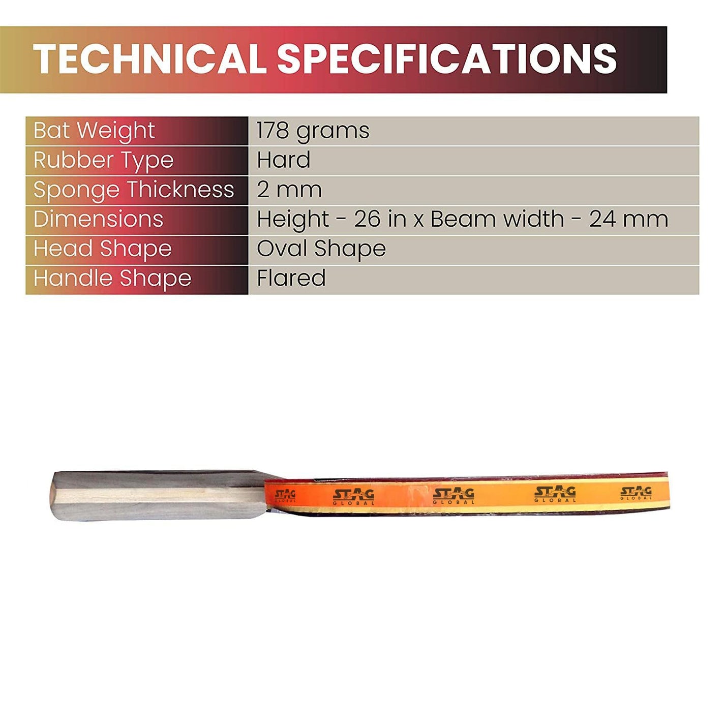 Stag Global 5 Star Table Tennis (T.T) Racket | Premium ITTF Approved R
