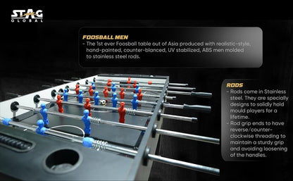 Stag Global Foosball Table| Premium Table Soccer for Kids, Adults with Cup Holders| Ideal for Home & Club