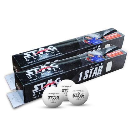 STAG GLOBAL 1 Star Plastic Table Tennis Ball White Available Pack Of 12 ,30, 72, 90
